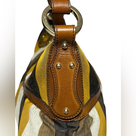Fendi Bag | Fendi Multicolor Pequin Stripe Canvas Leather Chef Hobo - Picture 8 of 16